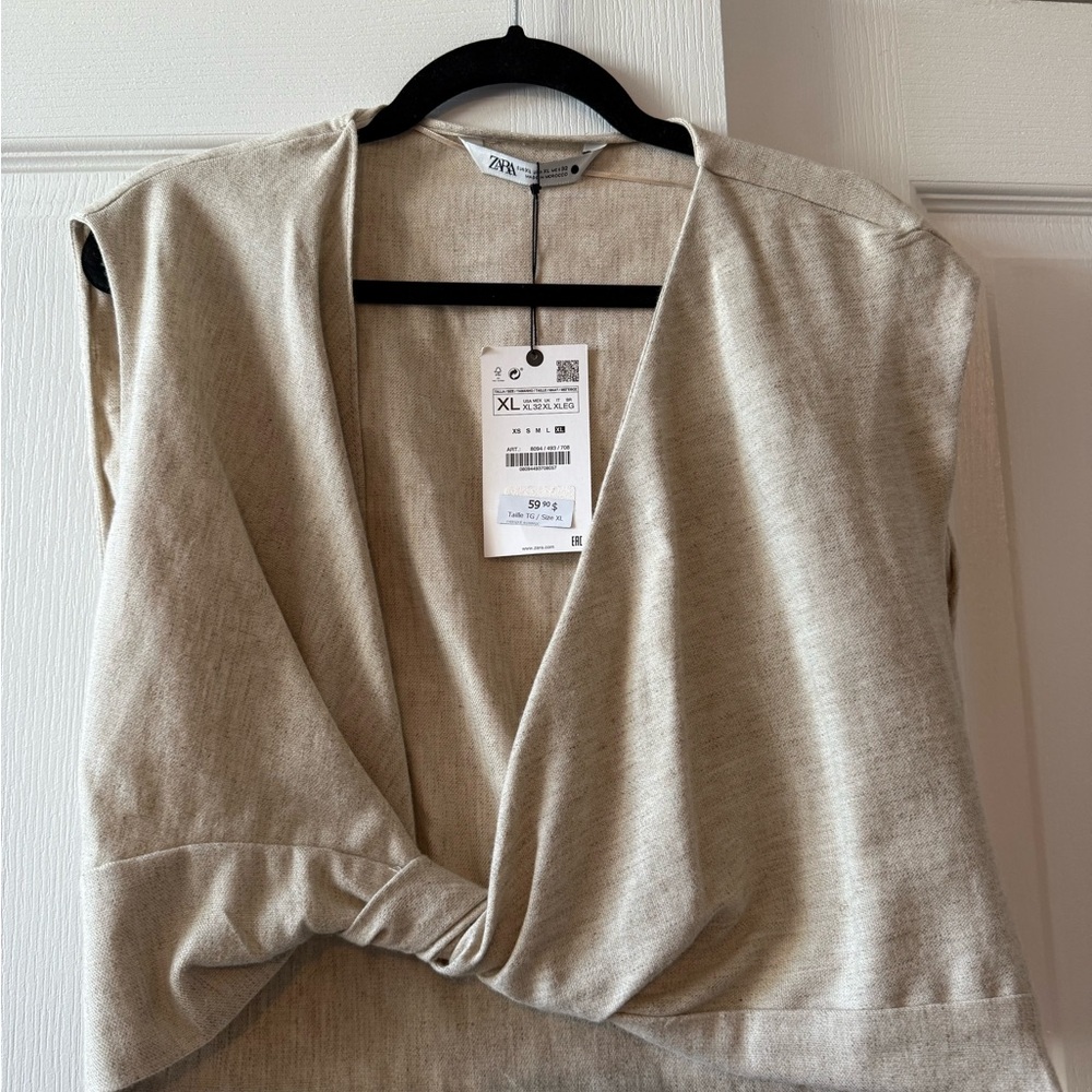 Zara Cream V-Neck Top